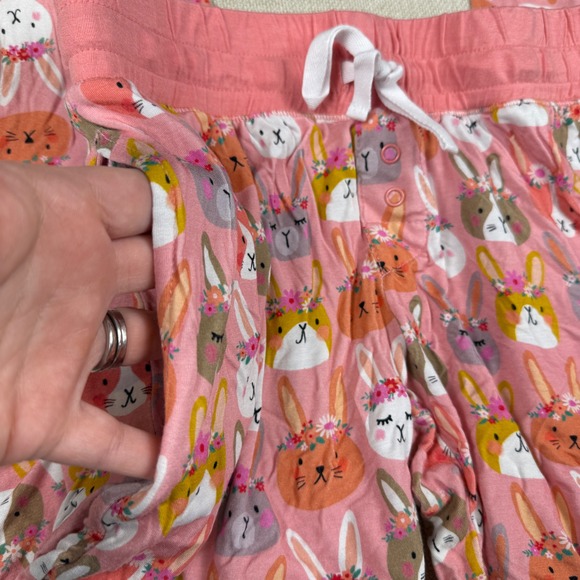 Little Sleepies Women's XS Pink Bunny Floral Easter Pajama Lounge Pants Bamboo - Picture 3 of 5